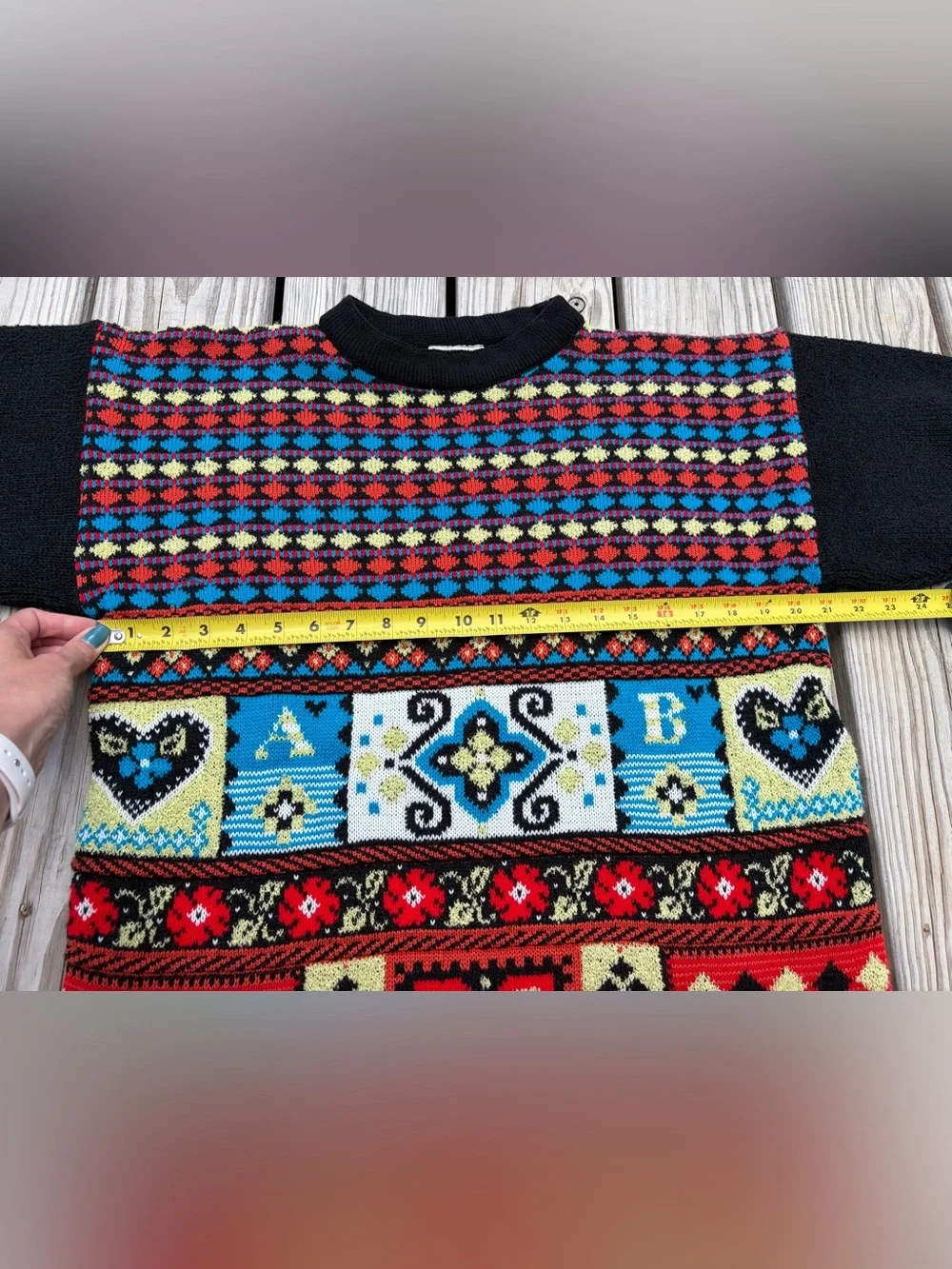 Choice Vintage Multicolor Geometric Knit Sweater Made in England  Size M Acrylic
